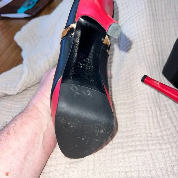 LEATHER LG BETTIE  SZ 37/6.5 USA Leopard Print Ankle Boots-made in ITALY - Picture 10 of 10